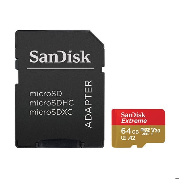 SanDisk Extreme 64 GB UHS-Klass 3 microSD-kort stöttålig, vattentät