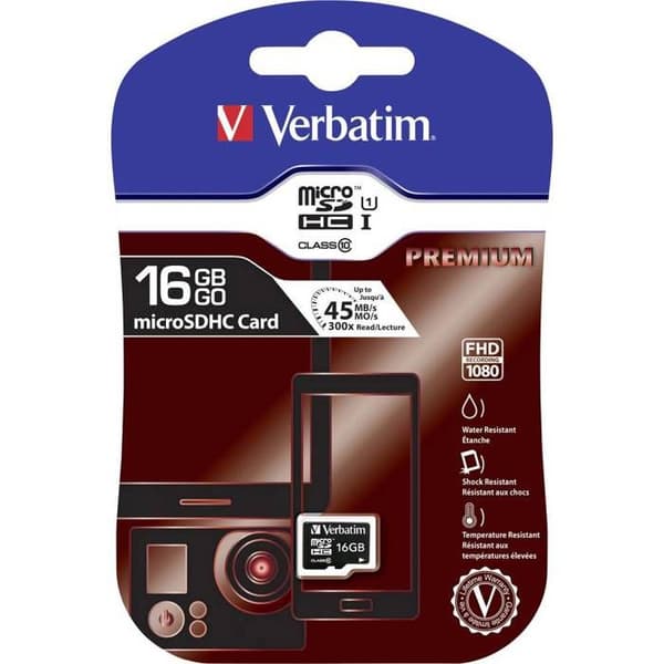 16 GB Class 10 microSDHC flashminneskort - VERBATIM