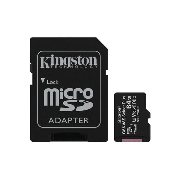 Kingston Canvas Select Plus 64GB SDXC Class 10 UHS-I Flash-minneskort (2x 64GB, microSDXC CANVAS SELECT 2)