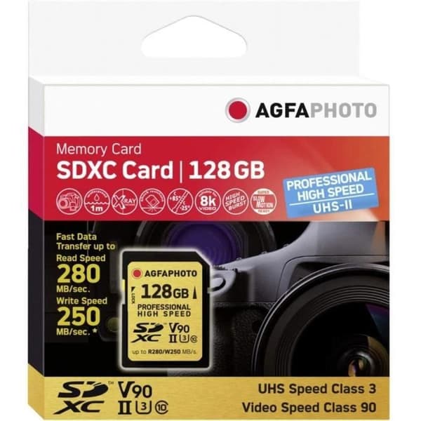 AgfaPhoto SDXC UHS II 128GB Professionell Hög Hastighet U3 V90 - 10622