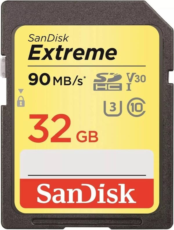SanDisk Extreme 32 GB SDHC-minneskort upp till 90 MB/s, Class 10, U3, V30