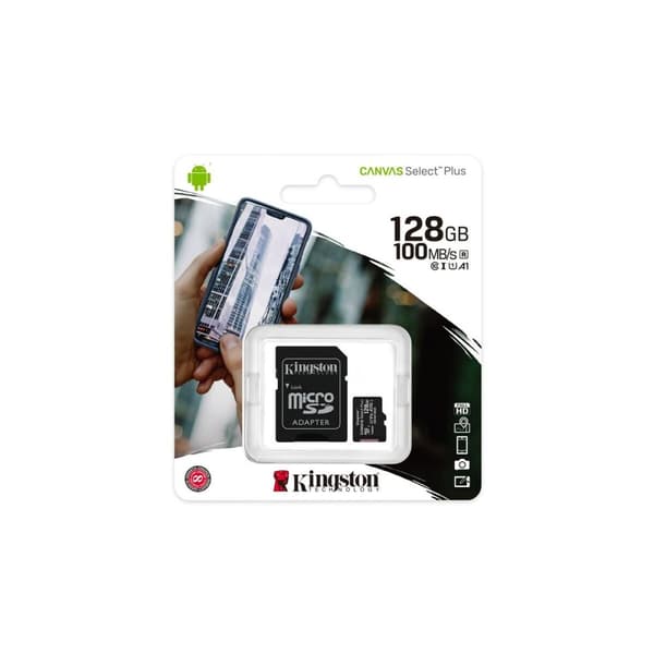 Micro-SD Minneskort med Adapter Kingston Canvas Select Plus 128 GB