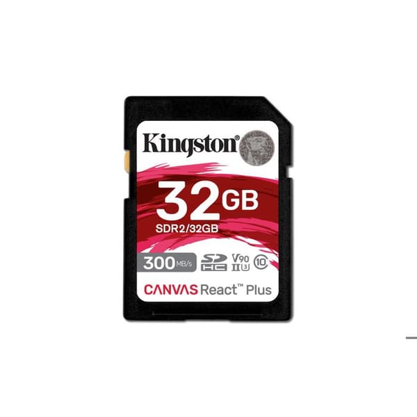 Kingston Minneskort SD 32GB Canvas React Plus 300/260 UHS-II U3 - 0740617301946