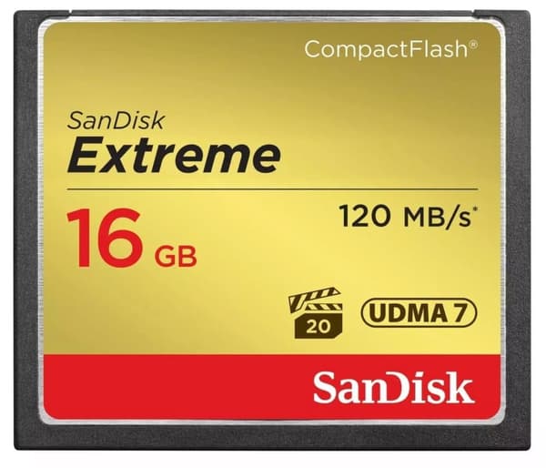 SanDisk Extreme 16GB 120MB/s CompactFlash-muistikortti - kulta/punainen