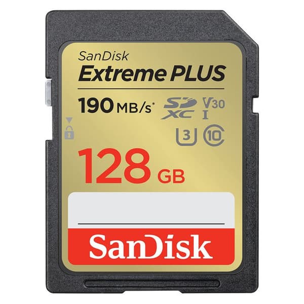 SDXC-kort - SANDISK - Extreme PLUS - 128 Go - UHS-Class 3 - Stötsäker och vattentålig