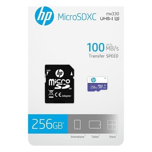Micro SD-minneskort - HP - HFUD 256 GB - Klass 10 - Stöt- och vattentålig