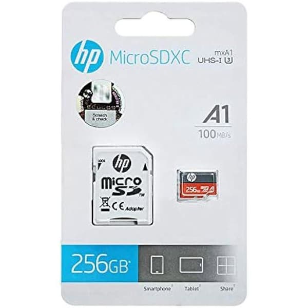 microSDXC minneskort - HP - 256 GB - 100 MB/s läsning - 85 MB/s skrivning - Klass 10 UHS-I