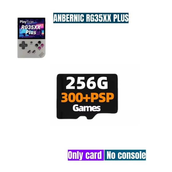 TF-kort för ANBERNIC RG35XX PLUS, 256G kapacitet, 11000+ spel,256G PSP300-spel