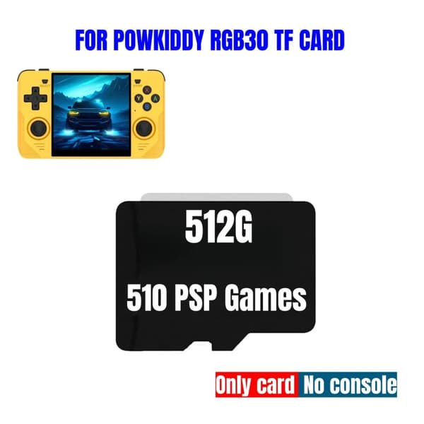 POWKIDDY RGB30 TF-kort, 512G kapacitet, 100K forudindlæste spil,512G 510 PSP