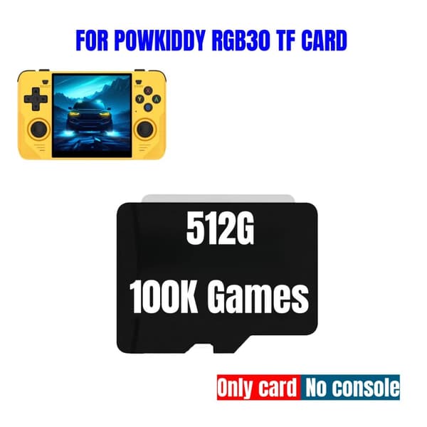 POWKIDDY RGB30 TF-kort, 512G kapacitet, 100K forudindlæste spil,512G 100000 spil