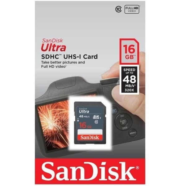 SDHC-minneskort UHS-I - SANDISK - Ultra - 16 Go - Klass 10 - Läs hastighet upp till 48 Mo/s