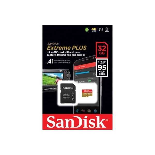 Flashminneskort - SANDISK - 32GB - Extreme PLUS microSDHC - A1 C10 V30 UHS-I U3