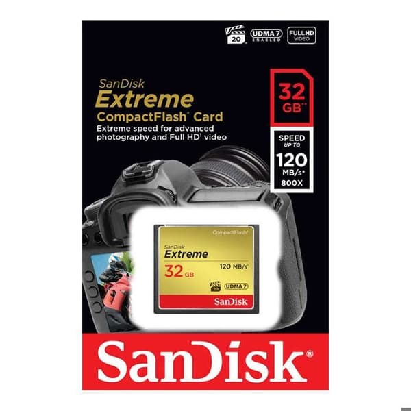 Flashminneskort - SANDISK - Extreme Cf 120Mb/S 85Mb/S 32Gb
