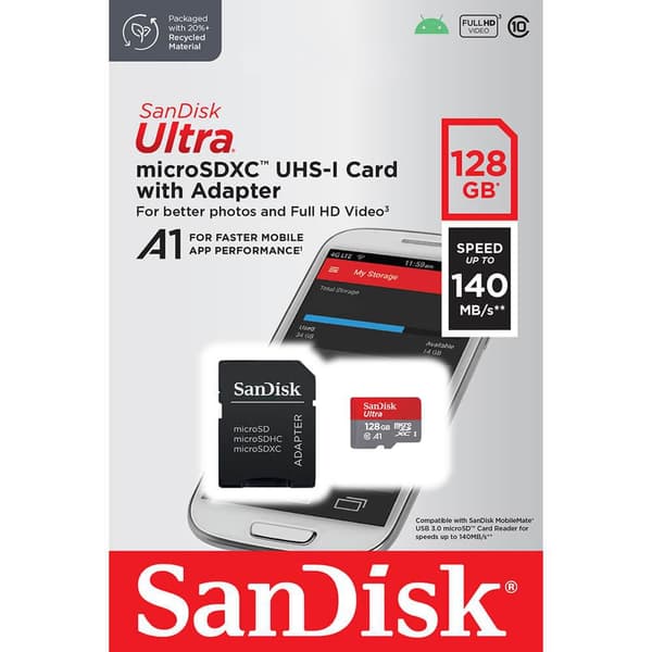 Minneskort SANDISK MicroSDXC Ultra 128GB