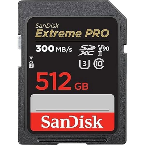 SDXC-kort - SANDISK - Extreme Pro - 512 Go - Lähastyrka 300 Mo/s - UHS-II Klass 10 U3 V90