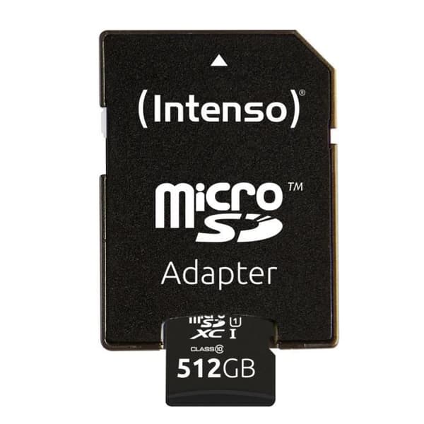 Flashminneskort - Intenso GmbH - Micro SDXC 512GB Intenso Premium C10 UHSI- 45MB/s inkl. SD-adapter - Svart