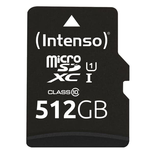 Flashminneskort - Intenso GmbH - Micro SDXC 512GB Intenso Premium C10 UHSI- 45MB/s inkl. SD-adapter - Svart