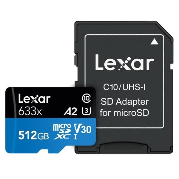 512 GB Lexar högpresterande 633x microSDXC UHS-I minneskort