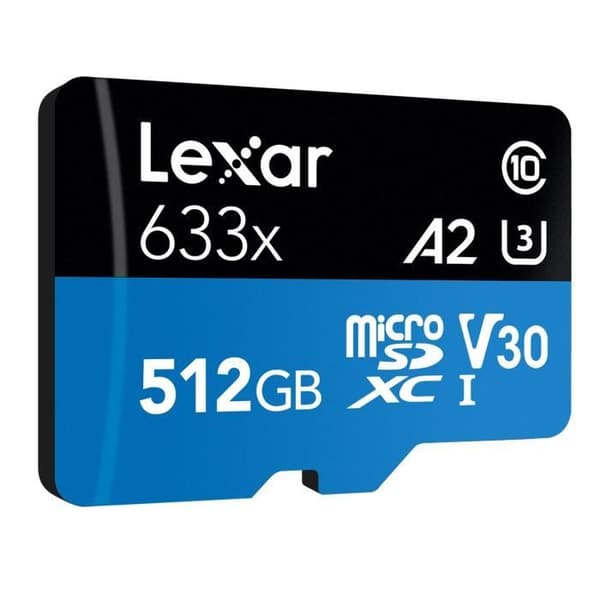 512 GB Lexar högpresterande 633x microSDXC UHS-I minneskort