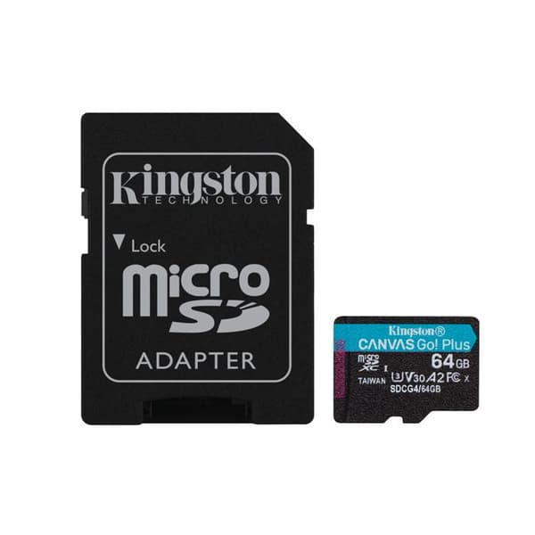 Minneskort microSDXC - KINGSTON - Canvas Go Plus - 64GB - 200MB/s - U3 V30 A2