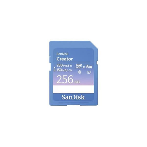 SanDisk Creator SD-kort UHS-II, 256 GB SD-kort V60, 6K &amp; 4K UHD