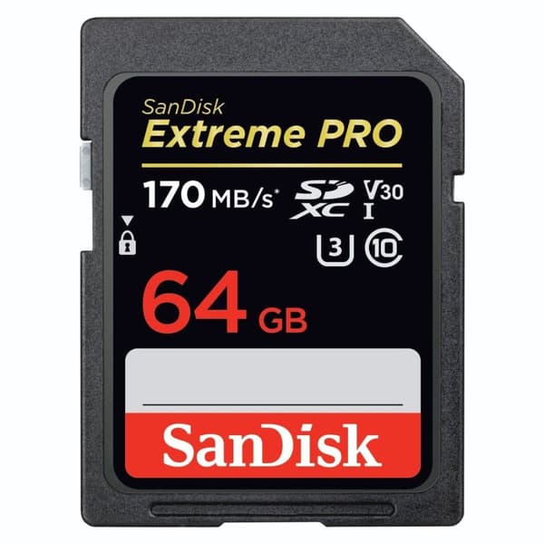SanDisk Extreme PRO 64 Gt:n SDXC-muistikortti jopa 170 Mt/s UHS-1 luokka 10, U3, V30