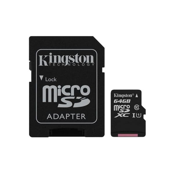 Kingston Canvas Select microSDXC-kort - 64 GB - Klass 10/UHS-I (U1) - 80 MB/s Läs - 10 MB/s Skriv