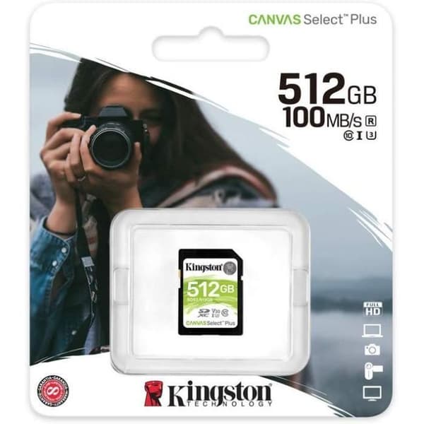KINGSTON Canvas Select Plus Flash-minneskort - 512 GB - Video Class V30 / UHS-I U3 / Class10 - SDXC UHS-I