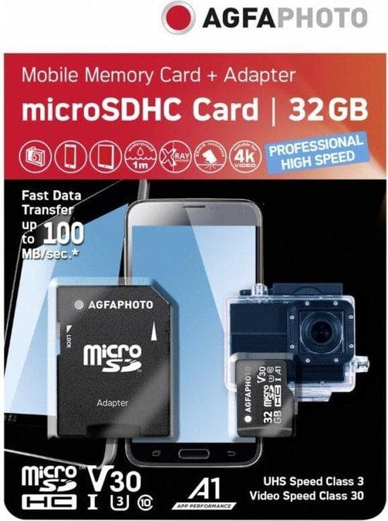 AgfaPhoto MicroSDHC UHS I 32GB Prof. High Speed U3 V30 A1 (10615)