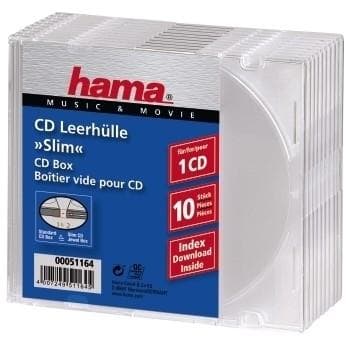 Hama - Slim Jewel Case til opbevaring CD - Kapacitet: 1 CD - gennemsigtig (pakke med 10) (051164)