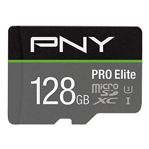 PNY PRO Elite 128GB microSDXC-minneskort + SD-adapter 100MB/s Läs 90MB/s Skrivhastighet Class 10 UHS-I U3 A1 App Performance V30 för 4K-video