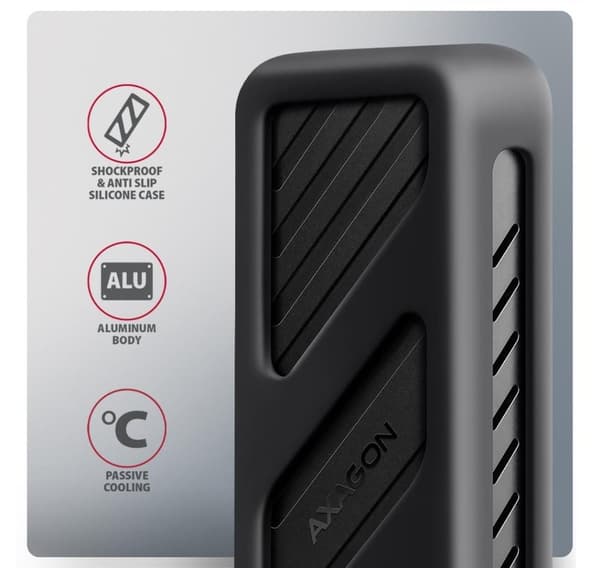 AXAGON, USB-C 20 Gbps - M.2 NVMe SSD ARMORED Box, EEM2-20G