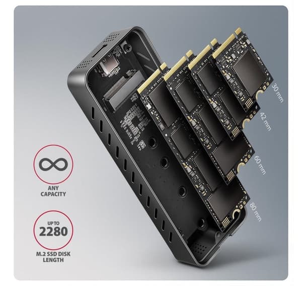AXAGON, USB-C 20 Gbps - M.2 NVMe SSD ARMORED Box, EEM2-20G