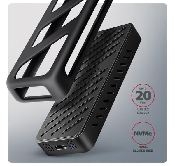 AXAGON, USB-C 20 Gbps - M.2 NVMe SSD ARMORED Box, EEM2-20G