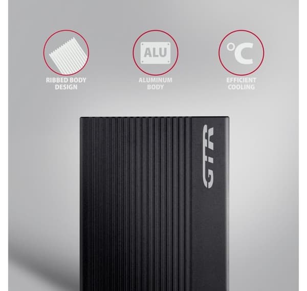 AXAGON, USB-C 10Gbps RIBBED Box, EE25-GTR