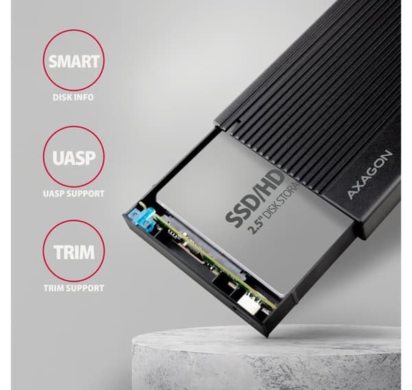 AXAGON, USB-C 10Gbps RIBBED Box, EE25-GTR
