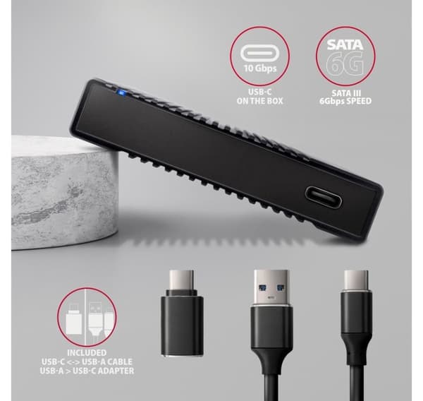AXAGON, USB-C 10Gbps RIBBED Box, EE25-GTR