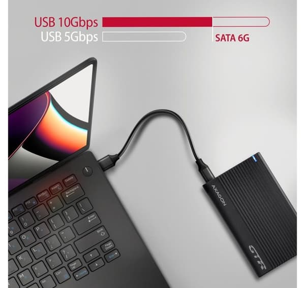 AXAGON, USB-C 10Gbps RIBBED Box, EE25-GTR