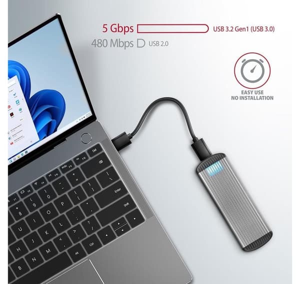 AXAGON, SuperSpeed USB Micro-B - M.2 SATA SSD Ribbed Box, EEM2-SA