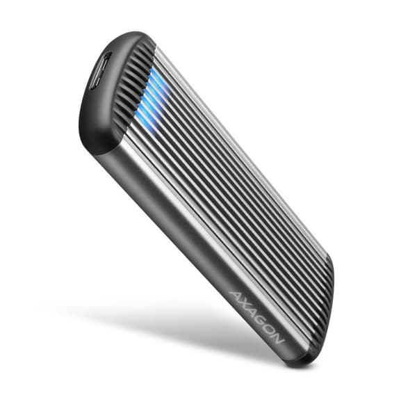 AXAGON, SuperSpeed ​​USB Micro-B - M.2 SATA SSD Ribbed Box, EEM2-SA Grå