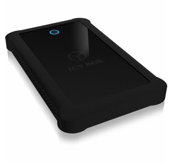 Raidsonic, 2,5", ICY BOX, IB-233U3-B Eksternt kabinett for 2,5" SATA HDD/SSD med USB 3.0-grensesnitt og silikonbeskyttelseshylse