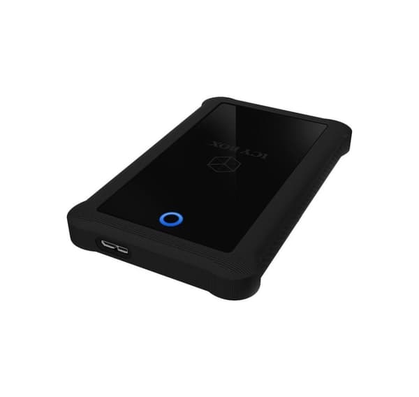 Raidsonic, 2,5", ICY BOX, IB-233U3-B Eksternt kabinett for 2,5" SATA HDD/SSD med USB 3.0-grensesnitt og silikonbeskyttelseshylse
