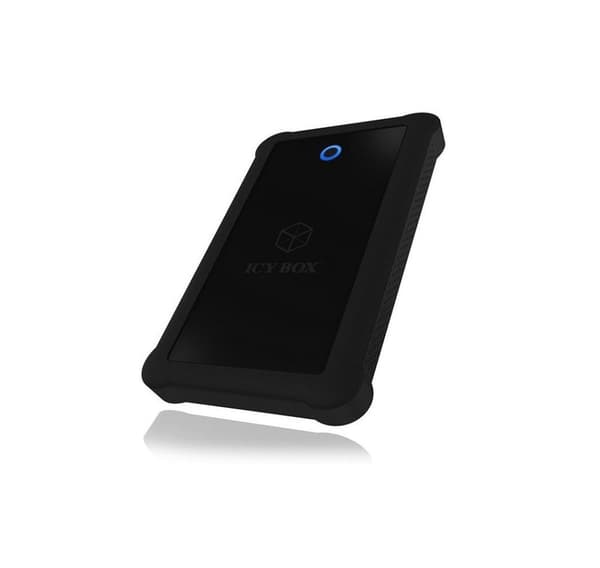 Raidsonic, 2,5", ICY BOX, IB-233U3-B Eksternt kabinett for 2,5" SATA HDD/SSD med USB 3.0-grensesnitt og silikonbeskyttelseshylse