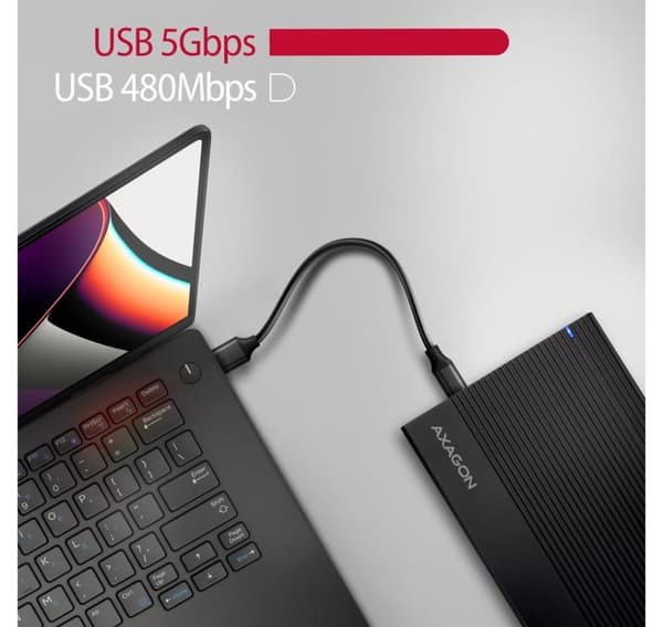 AXAGON, Ribbet aluminium USB 3.2 Gen 1 - SATA 6G ekstern boks for 3,5" HDD, EE35-GTR