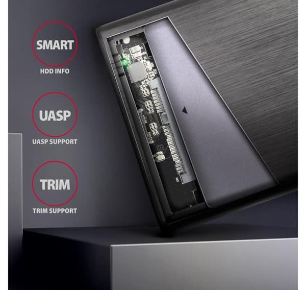 AXAGON, skrueløs aluminium USB 3.2 Gen 1 - SATA 6G ekstern boks til 2,5" SSD/HDD, EE25-A6C