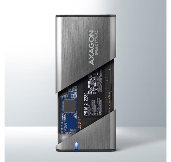 AXAGON, ulkoinen USB-C 3.2 Gen 2 metallikotelo M.2 NVMe & SATA SSD -levyille, EEM2-SG2