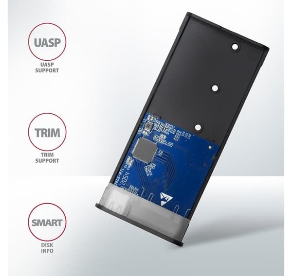 AXAGON, ulkoinen USB-C 3.2 Gen 2 metallikotelo M.2 NVMe & SATA SSD -levyille, EEM2-SG2