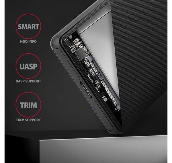 AXAGON, skruløs USB 3.2 Gen 1 - SATA 6G ekstern boks for 2,5" SSD/HDD, EE25-SL