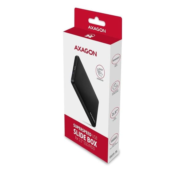 AXAGON, skruløs USB 3.2 Gen 1 - SATA 6G ekstern boks for 2,5" SSD/HDD, EE25-SL