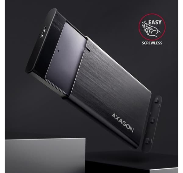 AXAGON, skruløs aluminium USB 3.2 Gen 1 - SATA 6G ekstern boks for 2,5" SSD/HDD, EE25-A6M